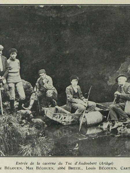 Les Bégouën, Breuil et Cartailhac au Tuc d'Audoubert, 1912