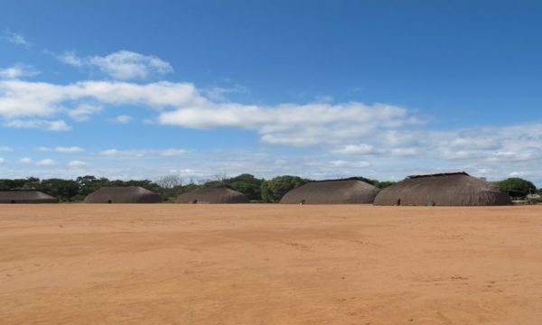 Vue de la place centrale du village de Tuatuari (Brésil) et sa disposition circulaire, collections du muséum de Toulouse